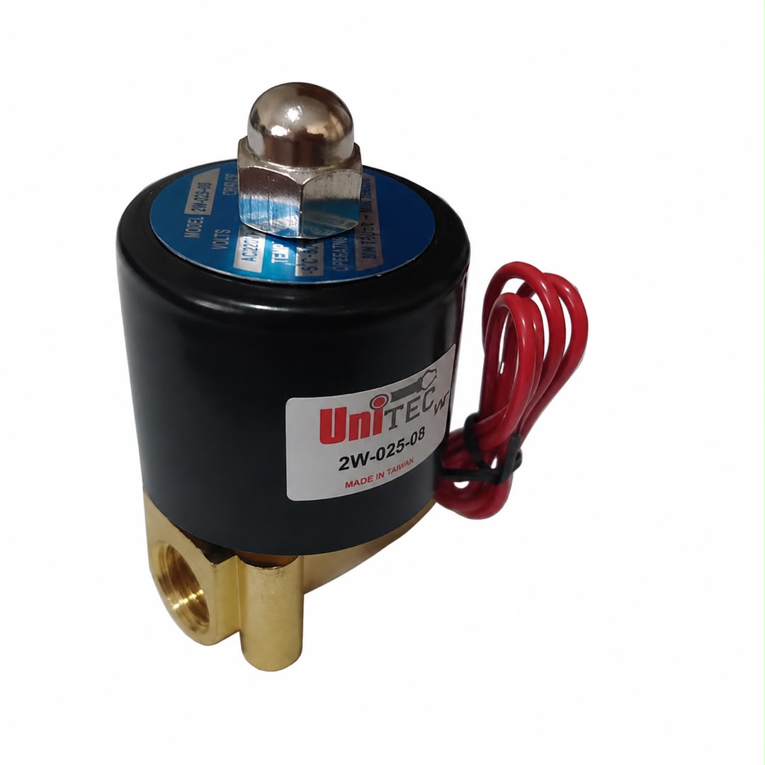 شیر برقی آبی برنجی برند یونی-دی (UNI-D) سایز 1/4 اینچ