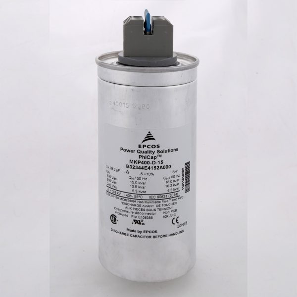 خازن سه‌فاز استوانه‌ای رزینی 15.0 kVAr برند اپکاس مدل MKP440-D-15