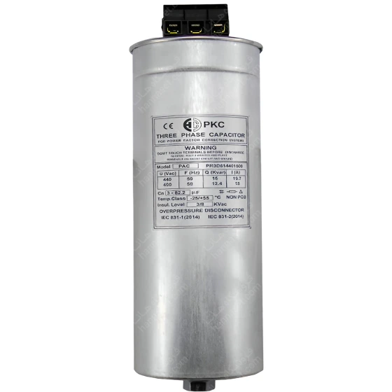 خازن سه فاز سیلندری، 440V ،15 KVAR برند PKC