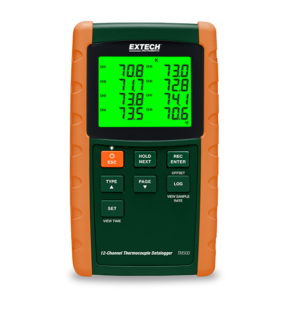 خرید ترمومتر دیتالاگر 12 کاناله مدل TM500 برند اکستک