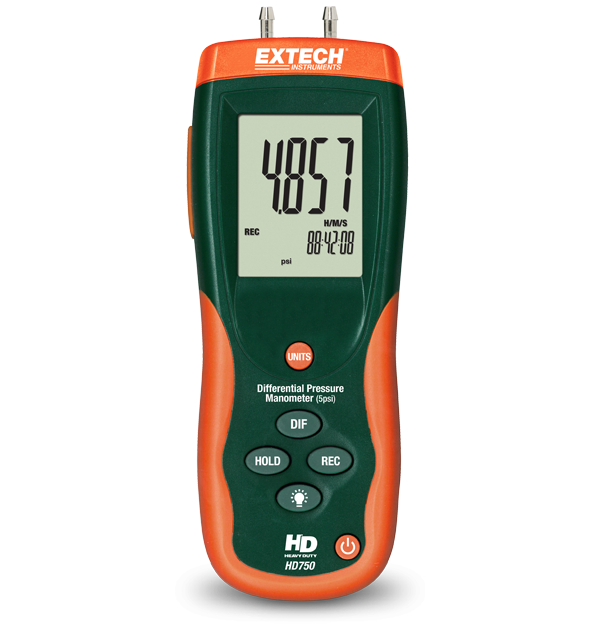 خرید مانومتر اختلاف فشار (5psi) برند اکستک مدل HD750