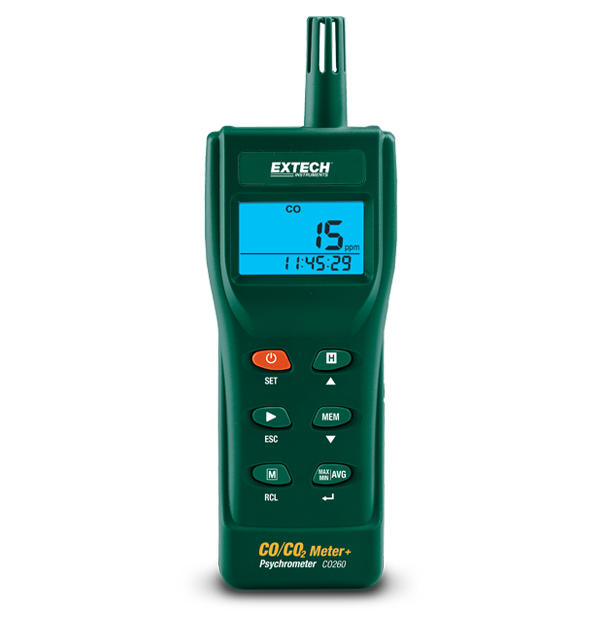 خرید متر دیتالاگر گاز CO و CO2 داخلی برند اکستک مدل CO260