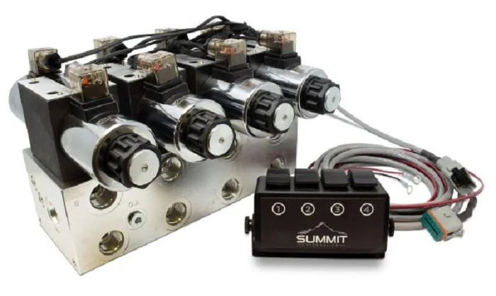 Solenoid-controlled spool valve bank